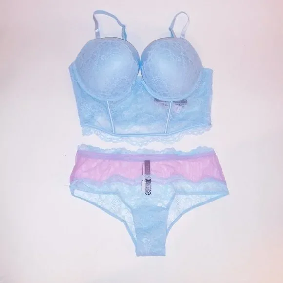 Victoria Secret Bra Set 36C Bombshell Push Up Medium Cheeky Panty Light …